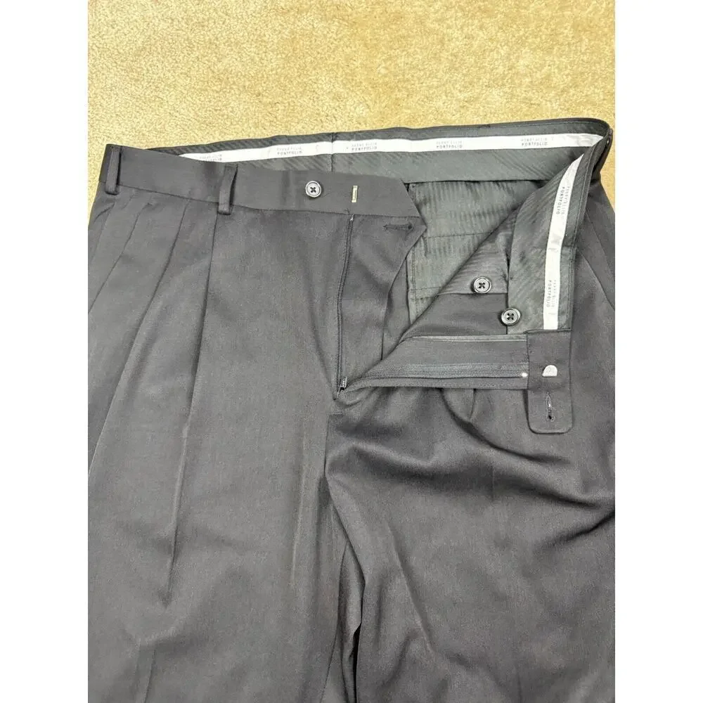 Perry Ellis Portfolio Men’s Dress Pants 36 x 29 Classic Fit Black Pleated A262